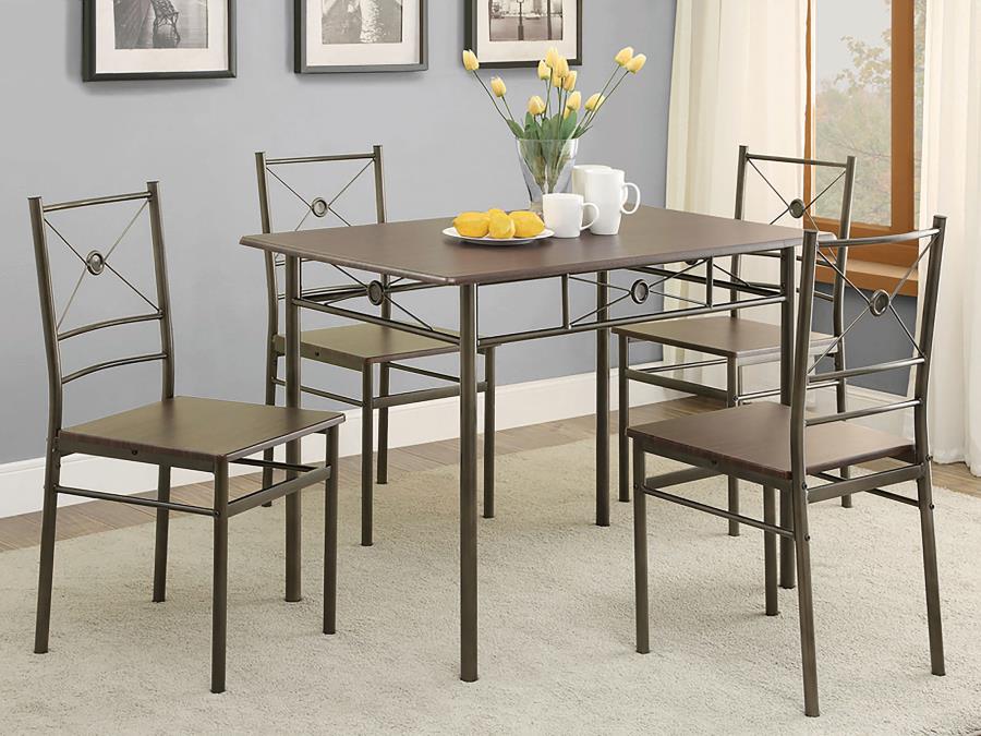 Anna 5-piece Rectangular Dining Set Dark Bronze - 100033