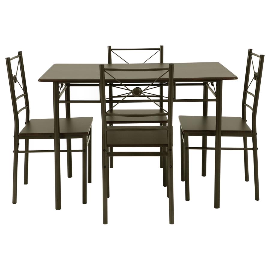 Anna 5-piece Rectangular Dining Set Dark Bronze - 100033