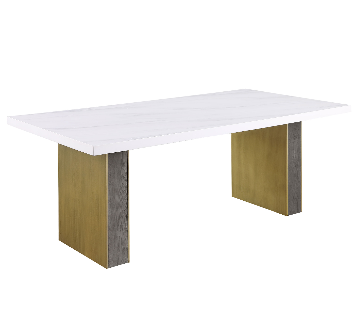 5 Pcs Carla Dining With Cultured Carrara Marble Top White And Gold