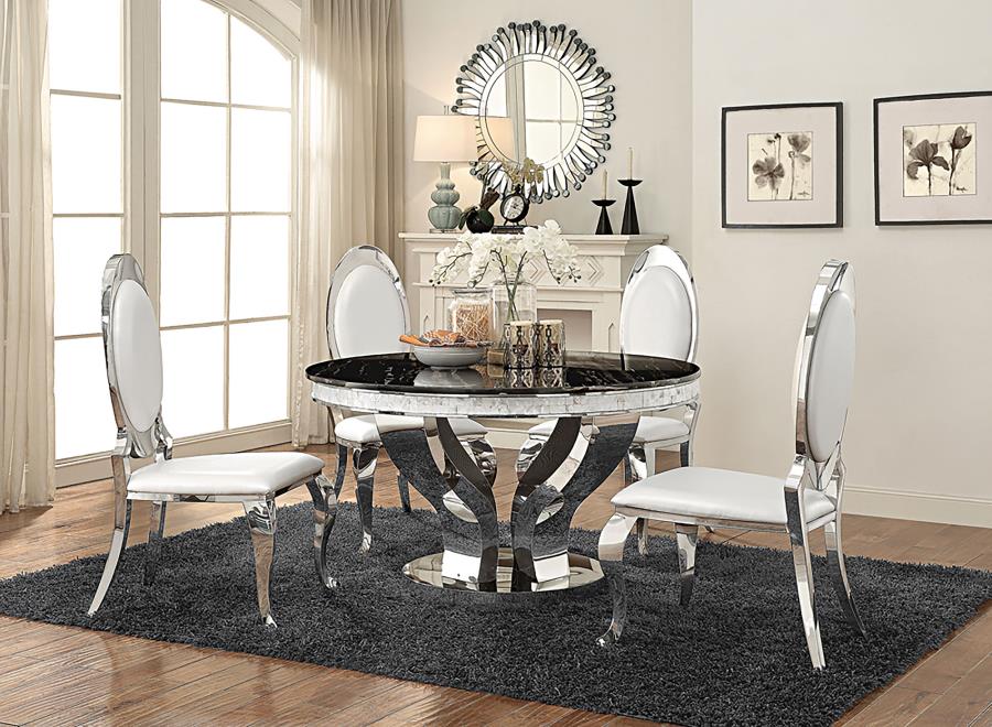 Anchorage 5-piece Round Dining Set Chrome - 107891-S5