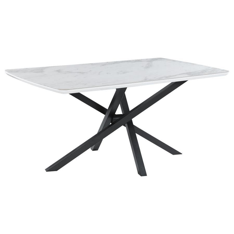 Paulita Rectangular Dining Table White And Gunmetal Set -110711-S5