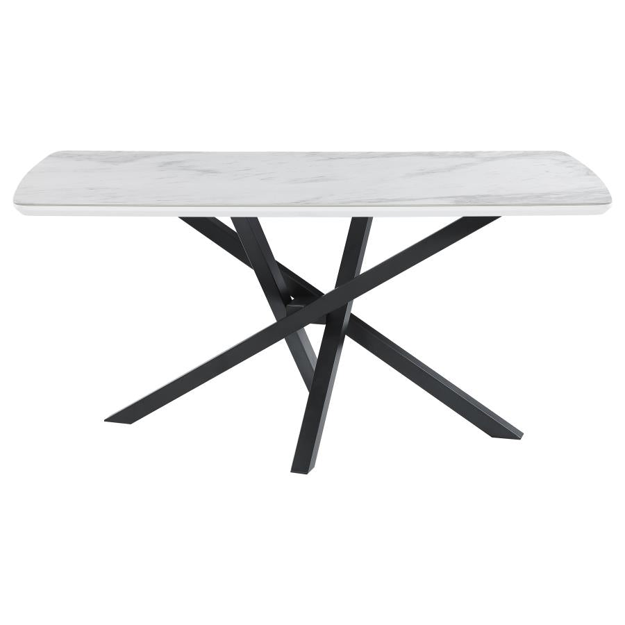 Paulita Rectangular Dining Table White And Gunmetal Set -110711-S5