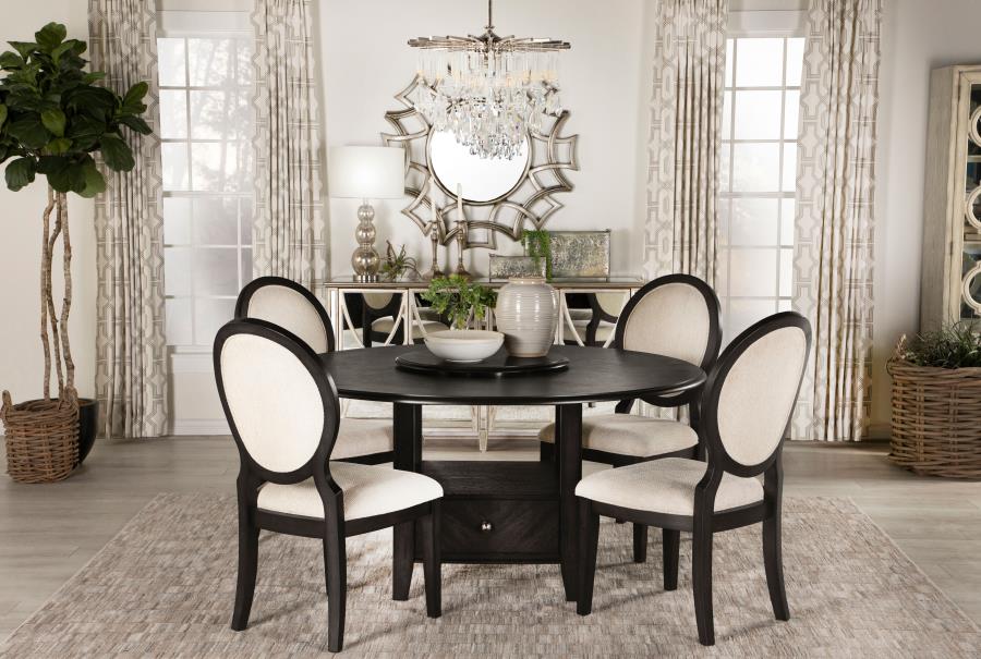 Twyla 5-Piece Round Dining Set Dark Cocoa And Cream-115101-S5