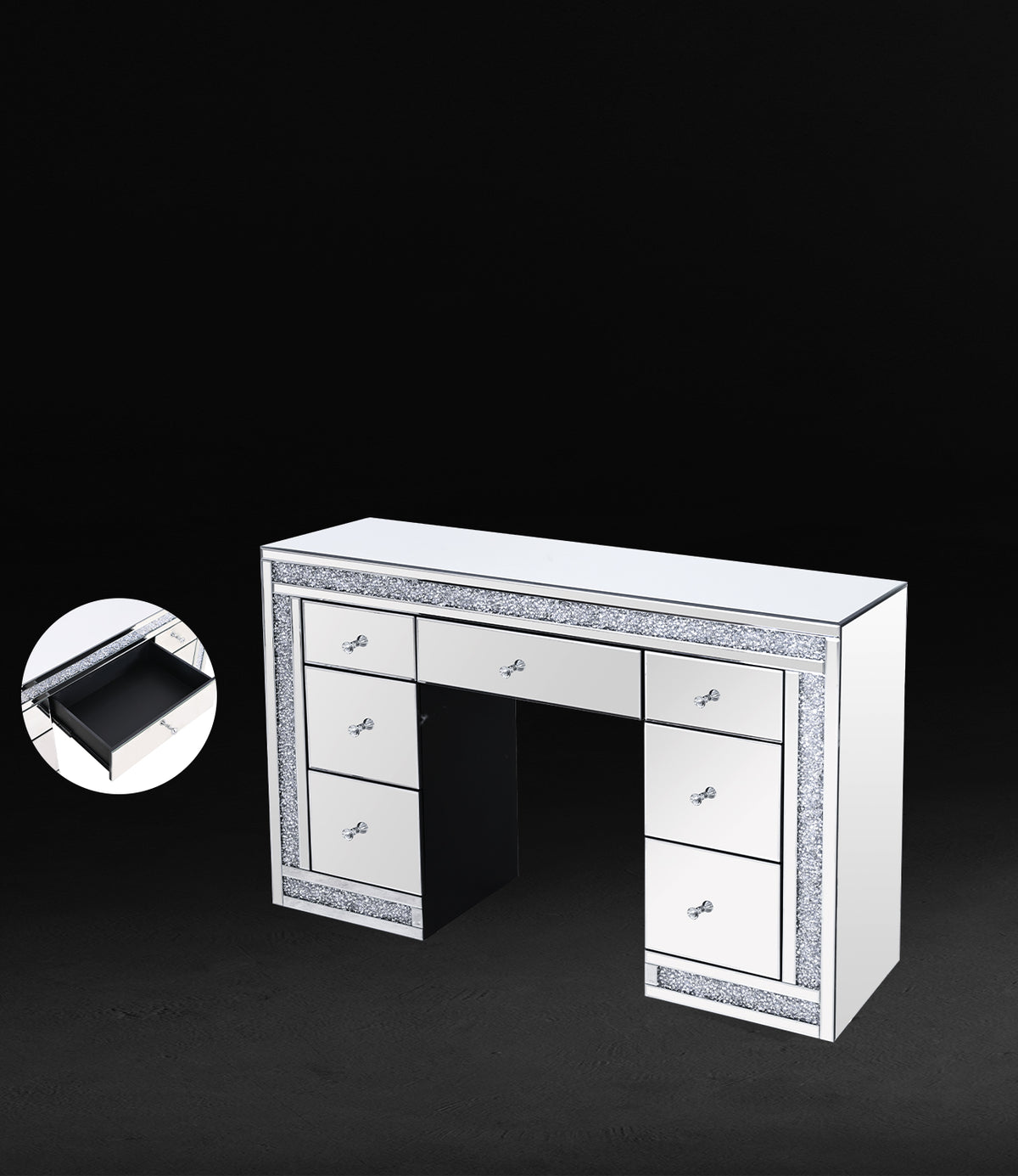 VANITII Crushed Diamonds LED Dressing Table X-TAB-LED-02-1