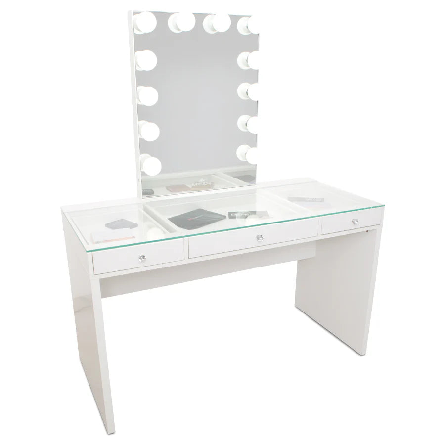 IVFT-SSPL2TBGLOWX-DWH2U-LFD-N | SlayStation® Plus 2.0 Table + Vanity Mirror Bundle