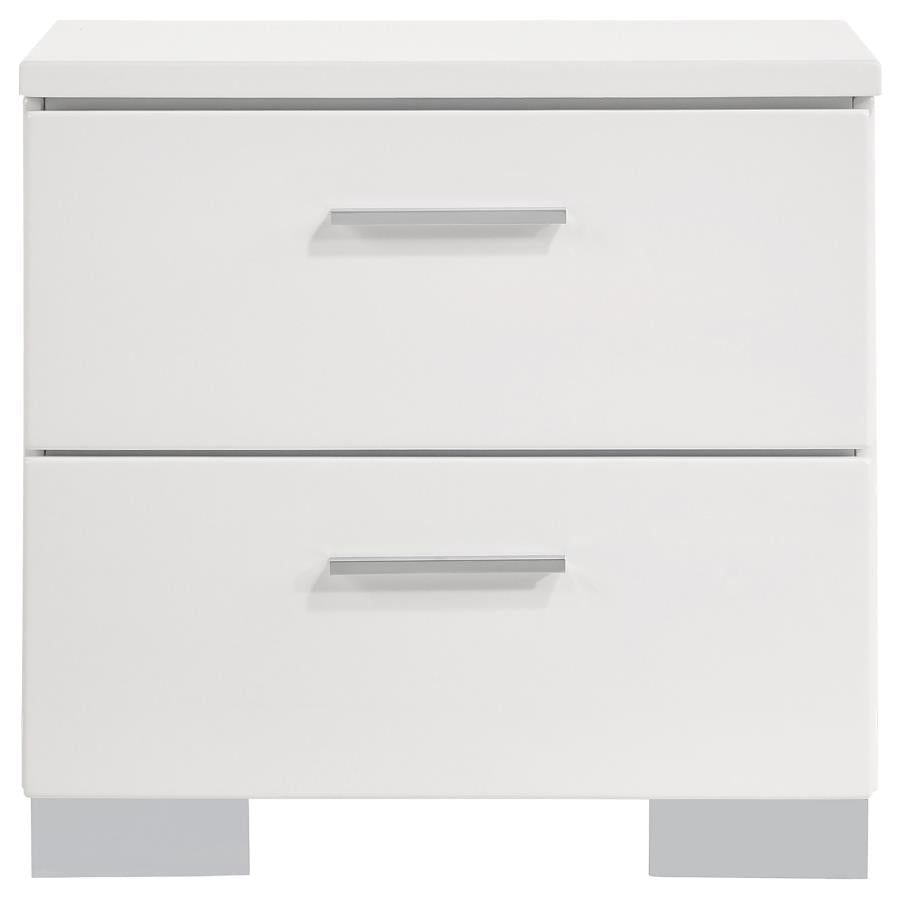 Felicity 2-drawer Nightstand Glossy White - 203502-N