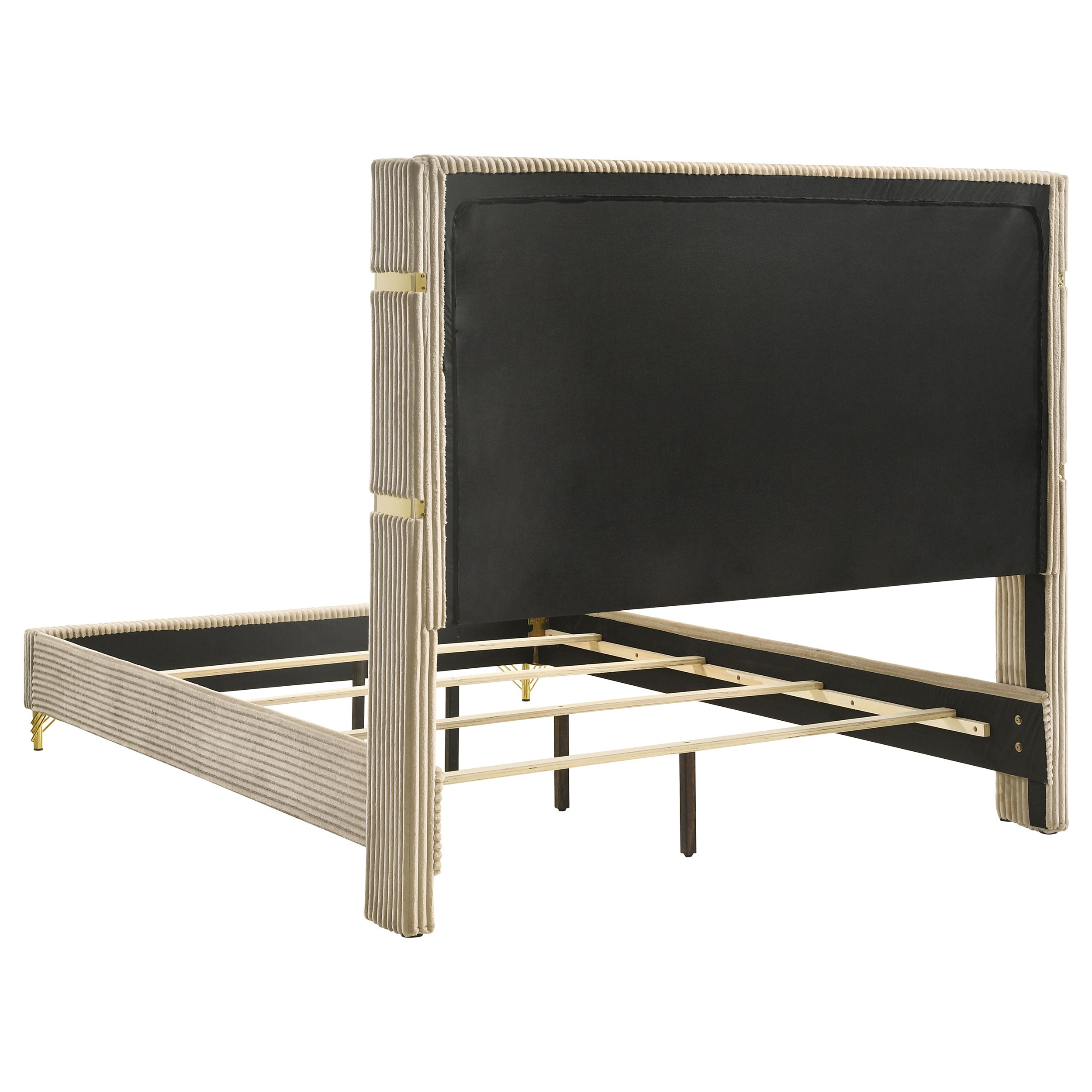 Lucia Upholstered Wingback Panel Bed Beige - 224731Q