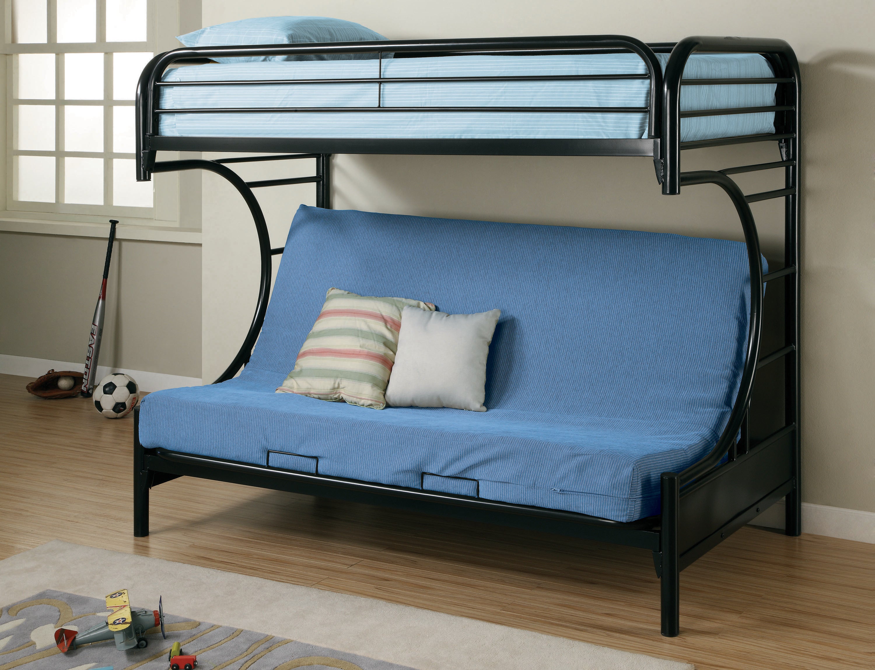 Montgomery Metal Twin Over Futon Bunk Bed Black-2253K