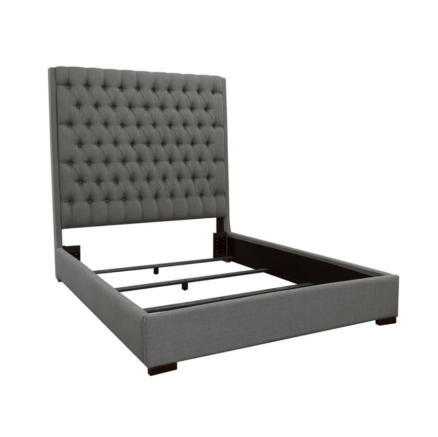 Camille Eastern King Button Tufted Bed Grey
