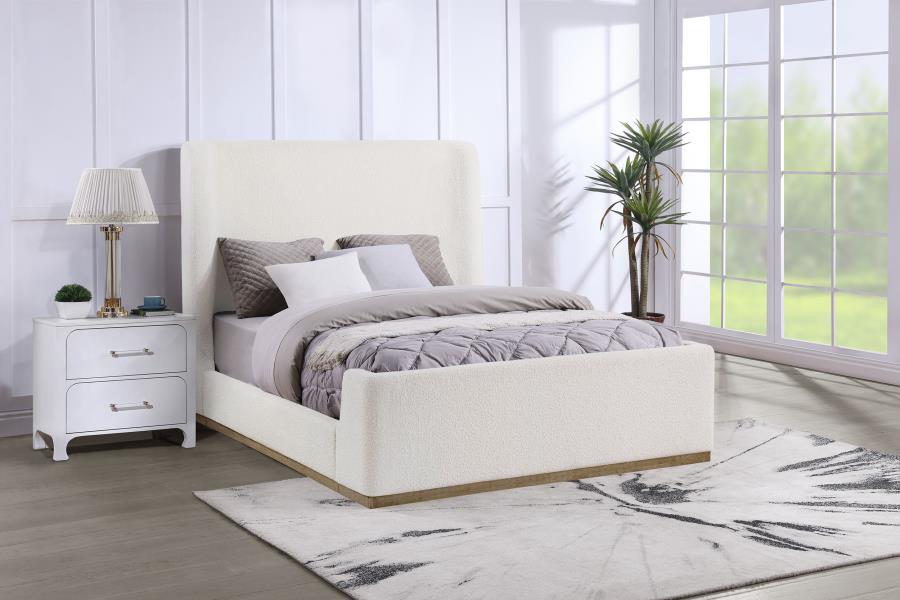 Nala Upholstered Queen Sleigh Bed Cream - 302046Q