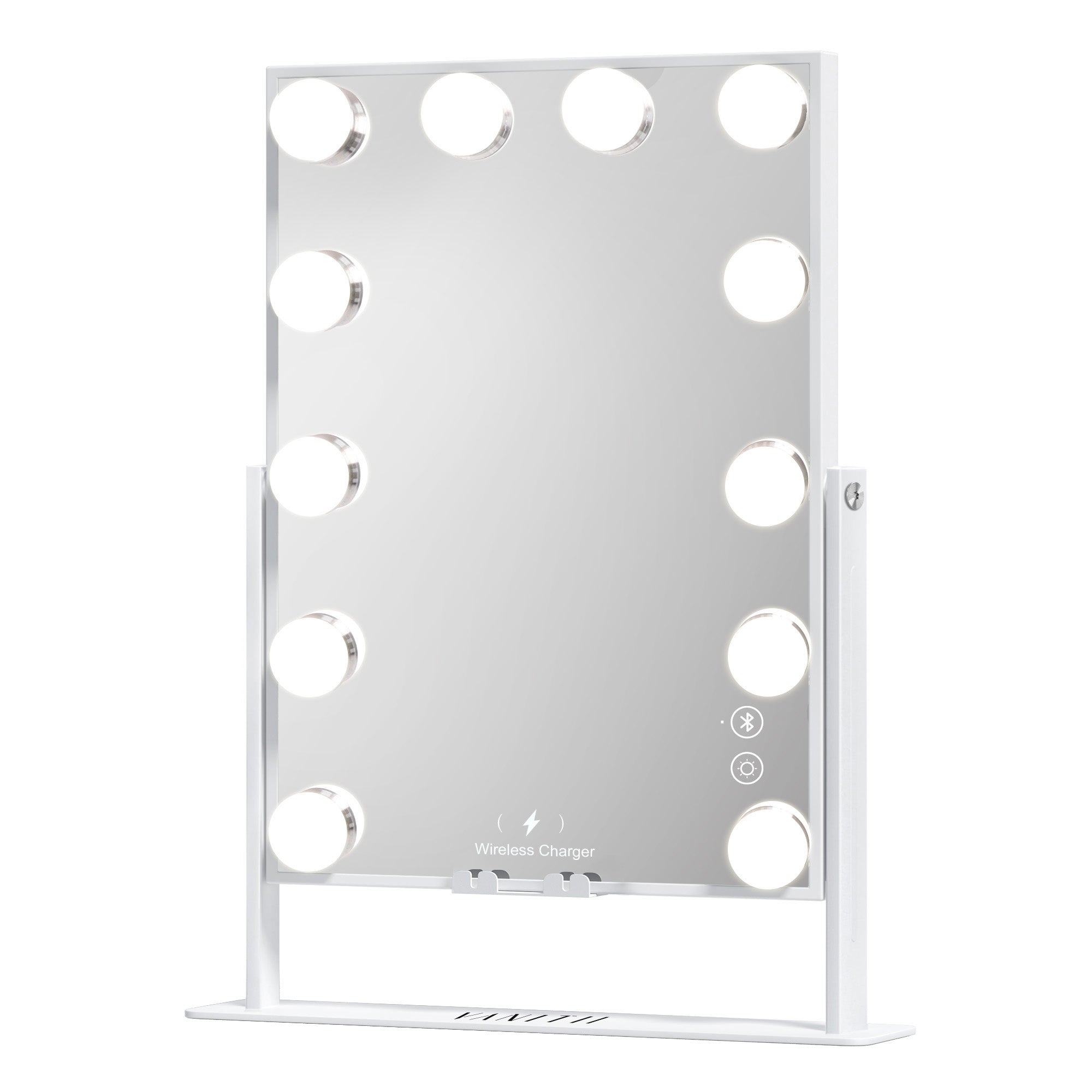 Hathaway Hollywood Slim Vanity Mirror with Wireless Charging L - 12 Dimmable LED Bulbs VNT-3041-JMBT-WHT