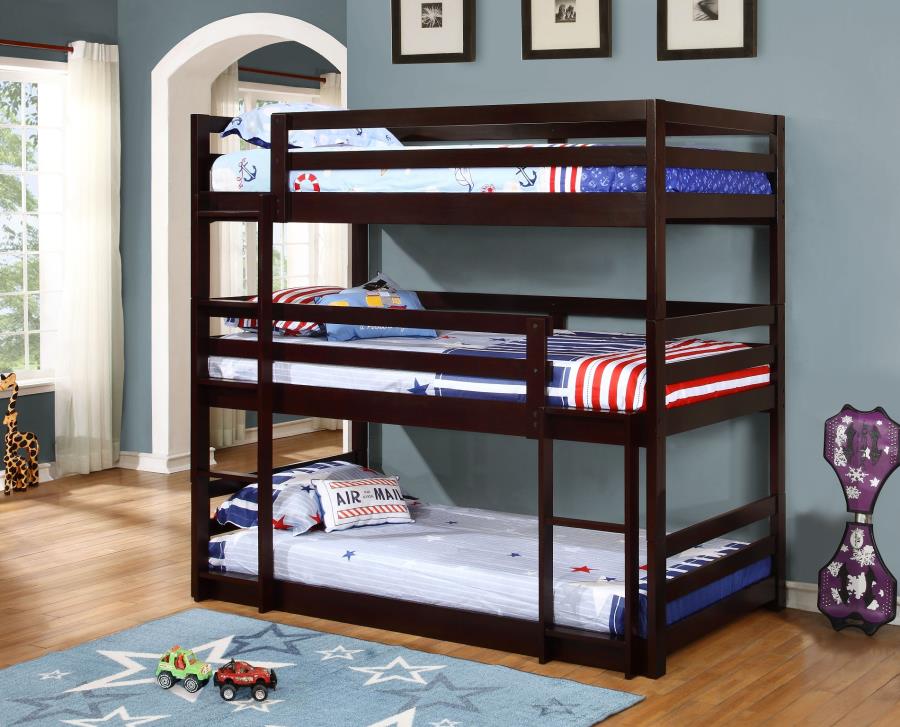 Sandler Twin Triple Bunk Bed Cappuccino- 400302