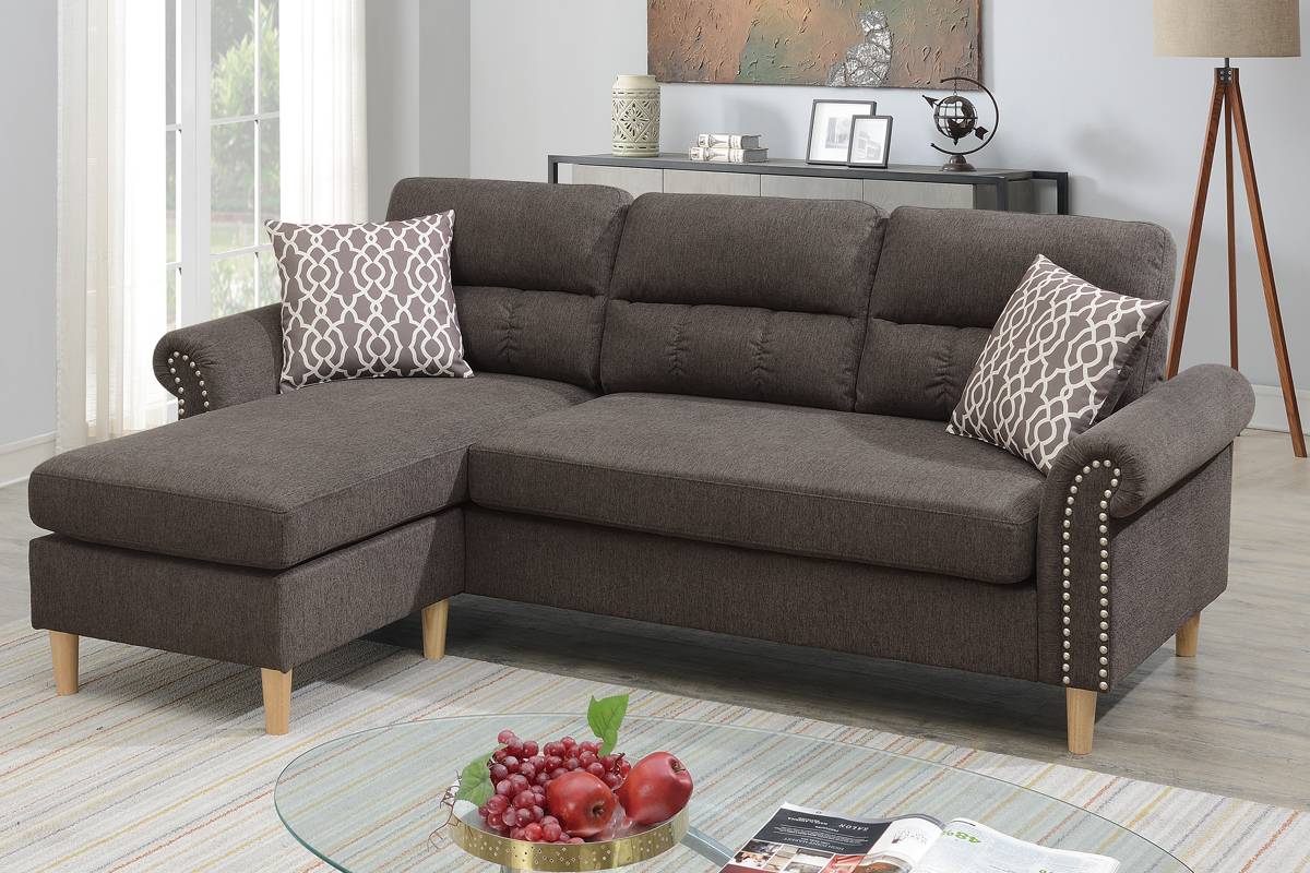 Reversible Sectional Set W/ 2 Accent Pillows - F6447/F6448