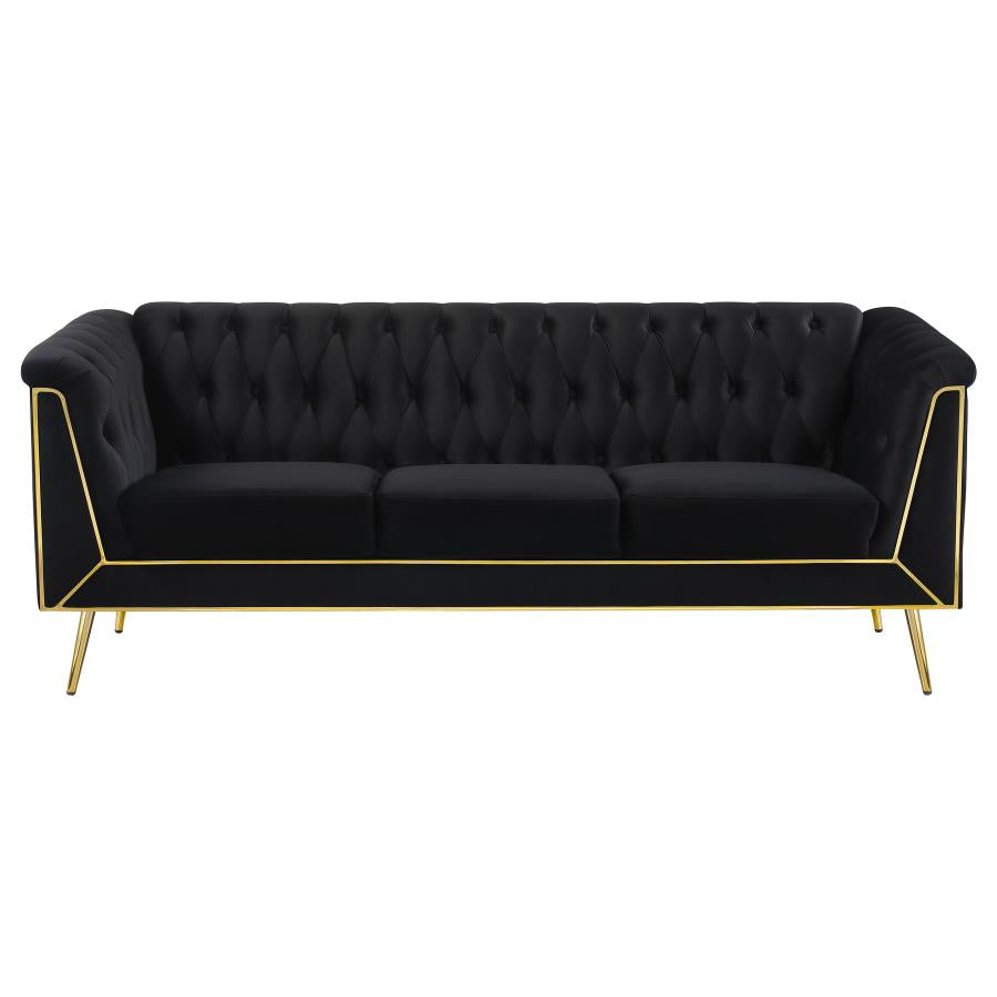 Holly Tuxedo Arm Tufted Back Living Room Sofa Black