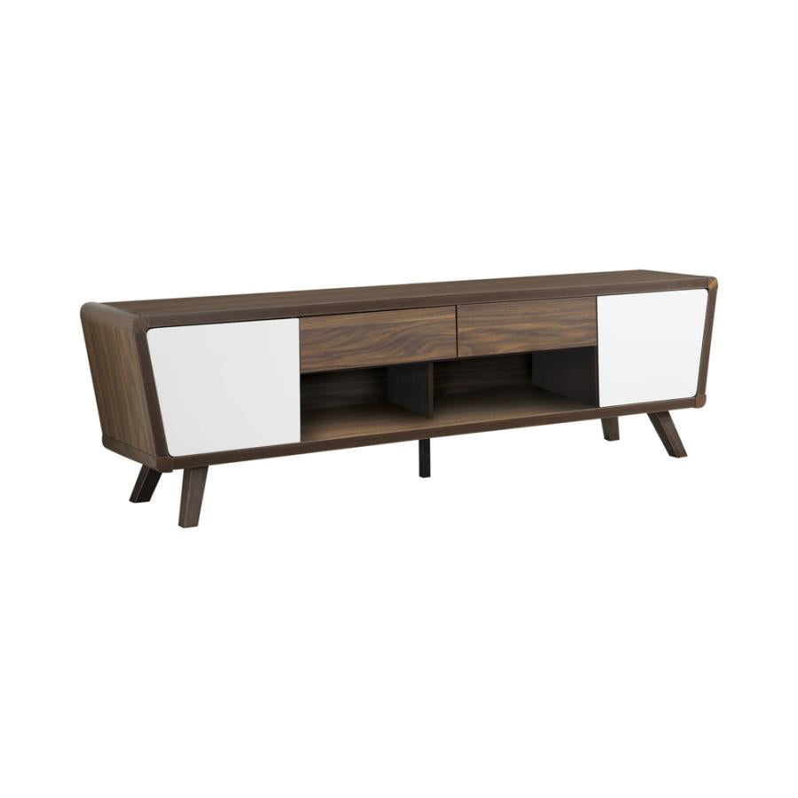 Alvin 2-Drawer TV Console Dark Walnut And Glossy White - 700793