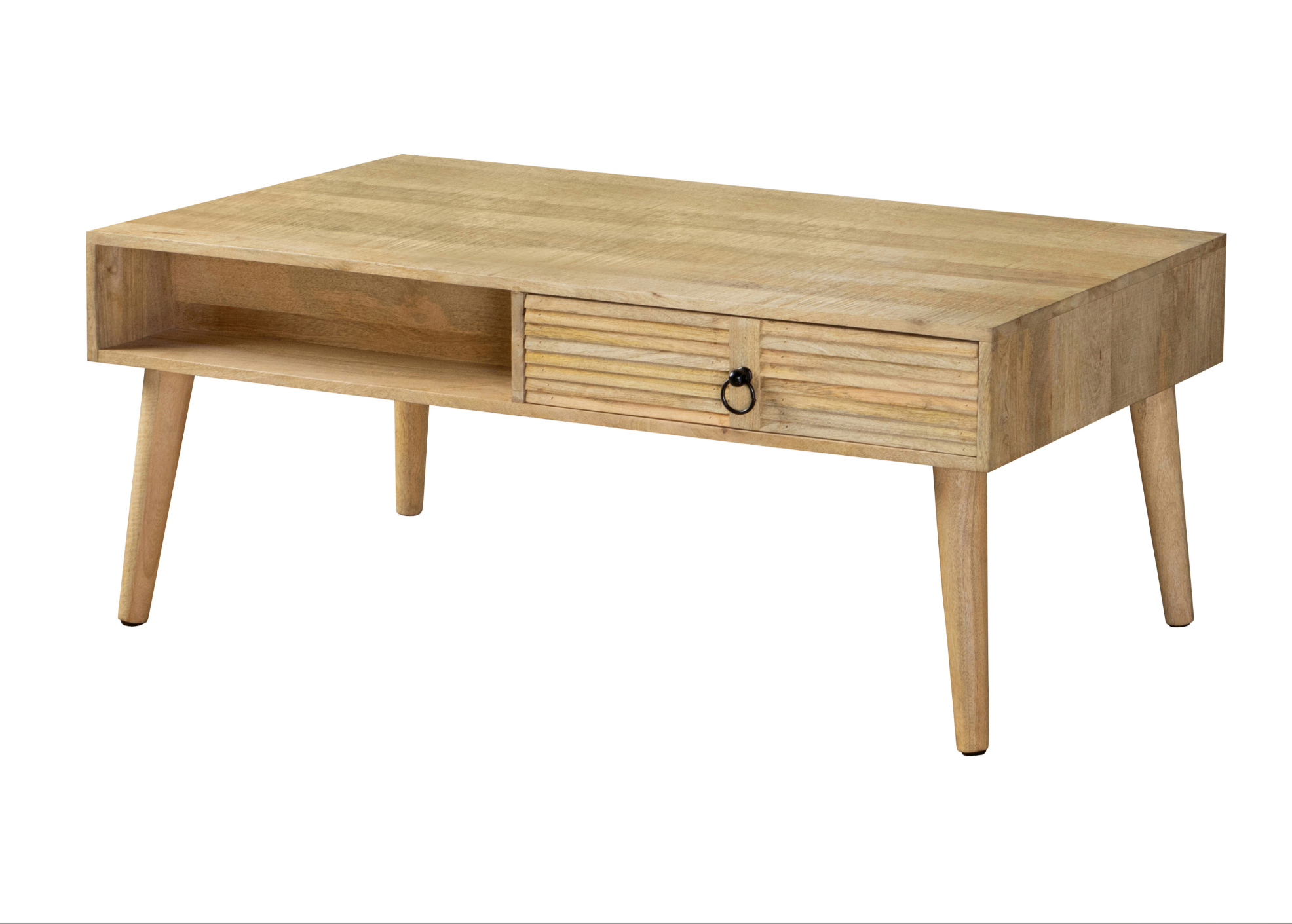 Zabel Rectangular 1-Drawer Coffee Table Natural