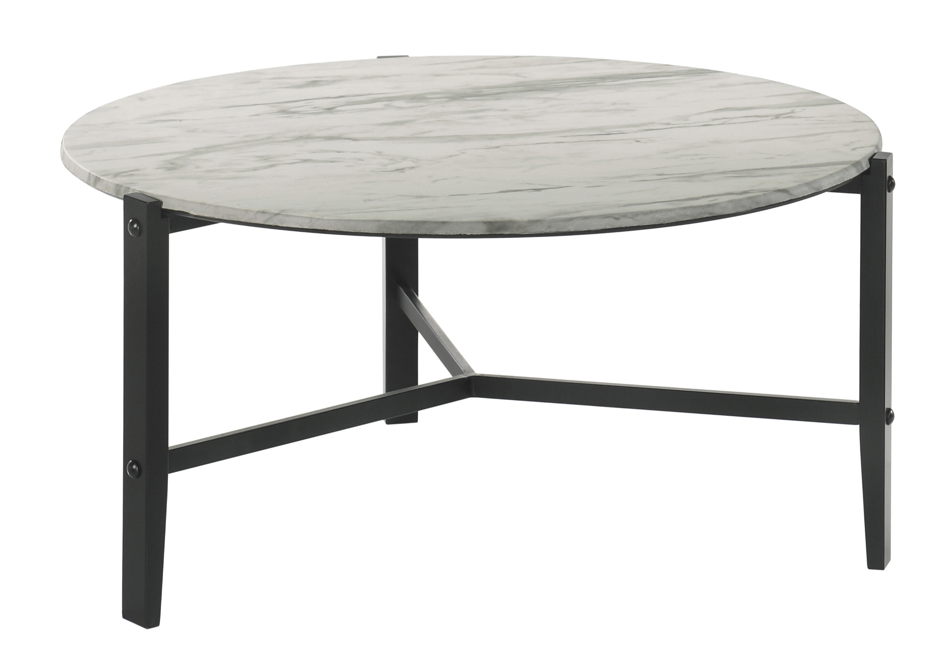 Tandi Round Coffee Table Faux White Marble And Black