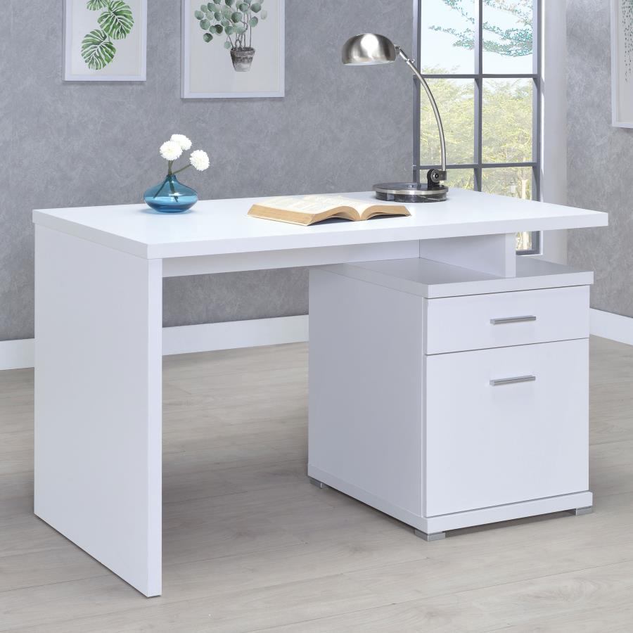 Irving 2-drawer Office Desk with Cabinet White - 800110