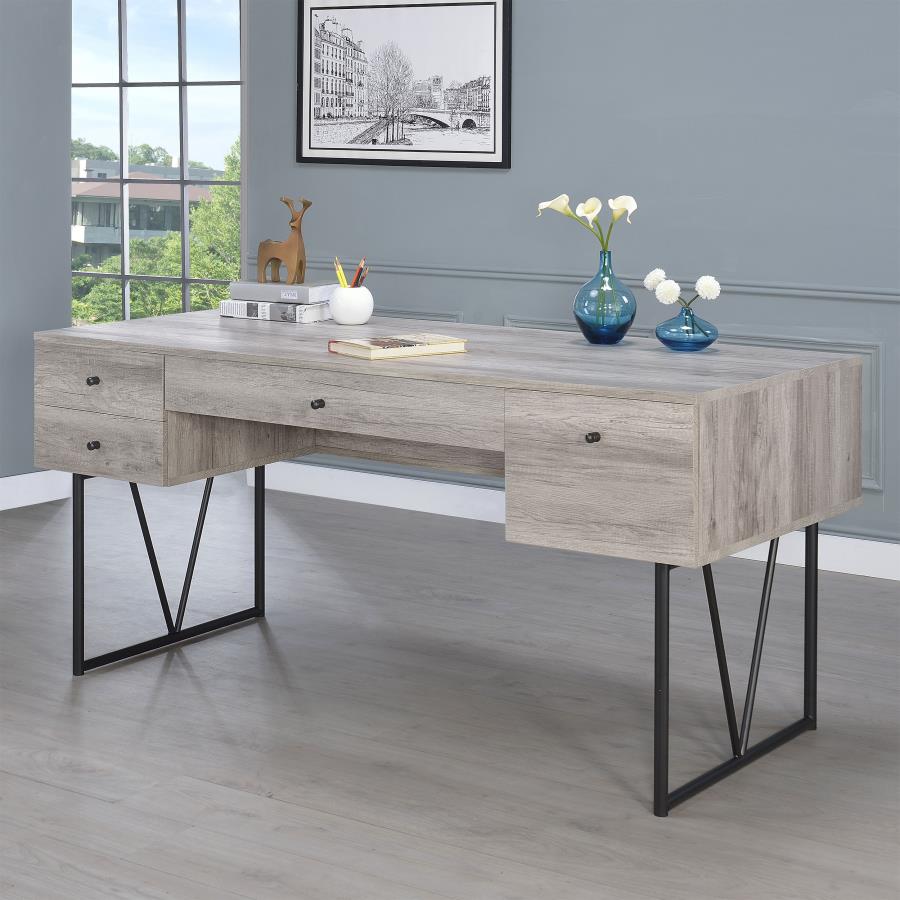 Analiese 4-drawer Writing Desk Grey Driftwood - 801999