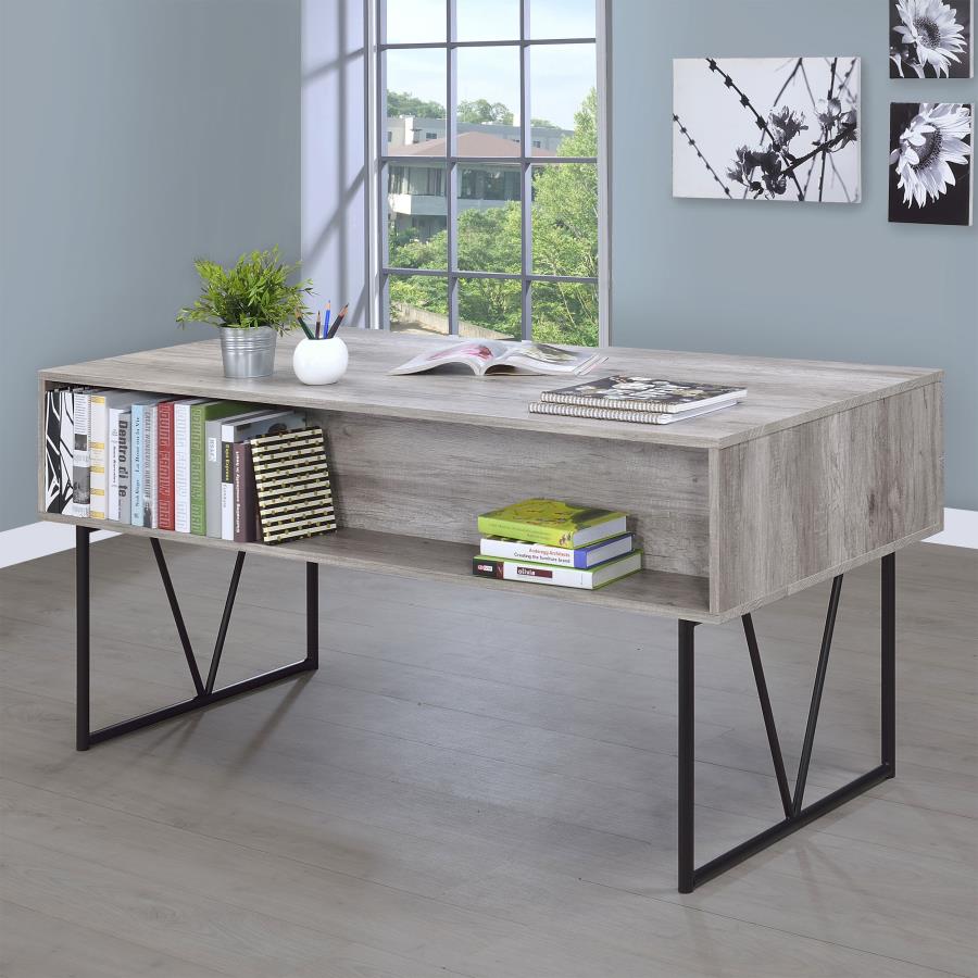 Analiese 4-drawer Writing Desk Grey Driftwood - 801999