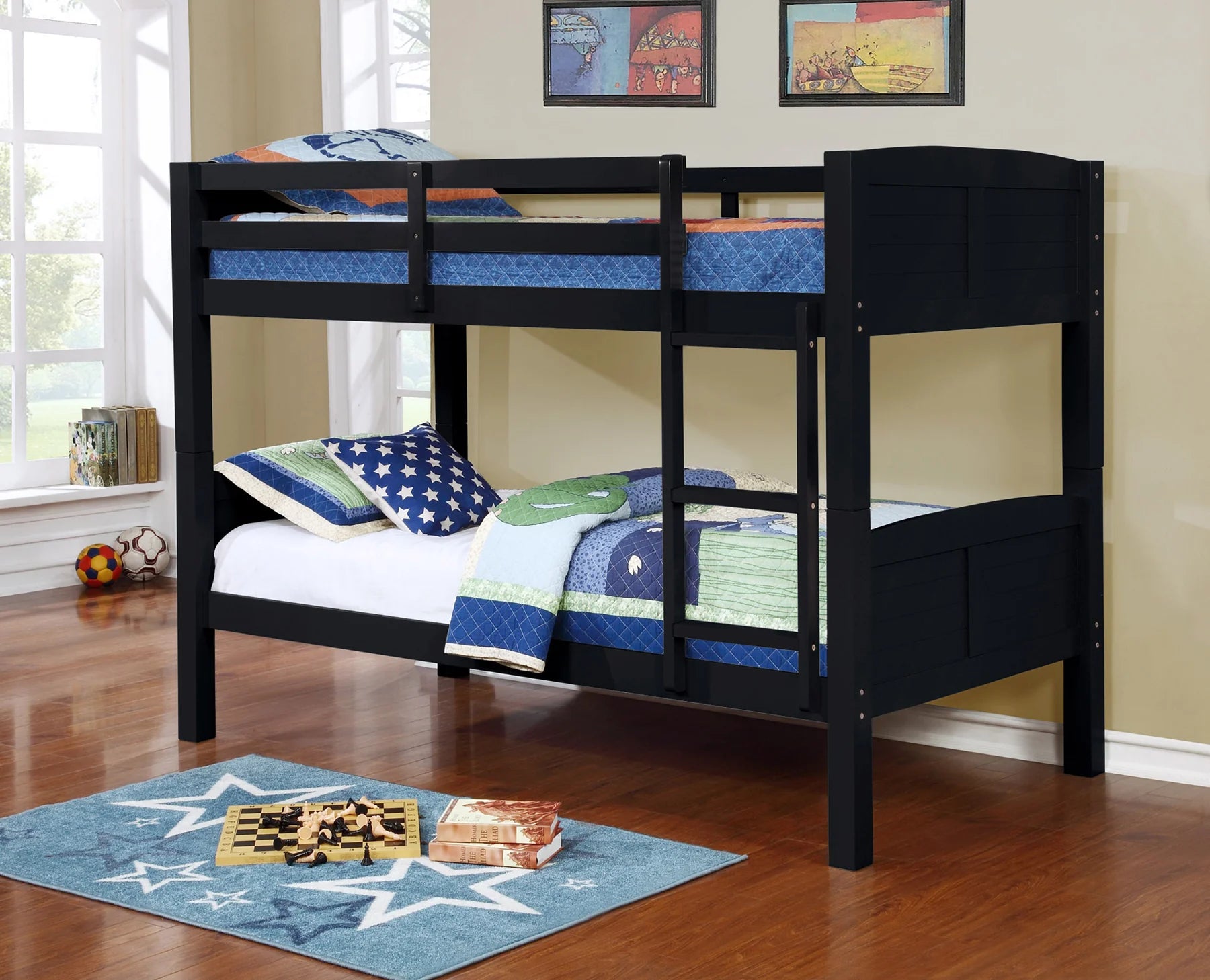 Twin/Twin Bunk Bed  -  8431 -Black