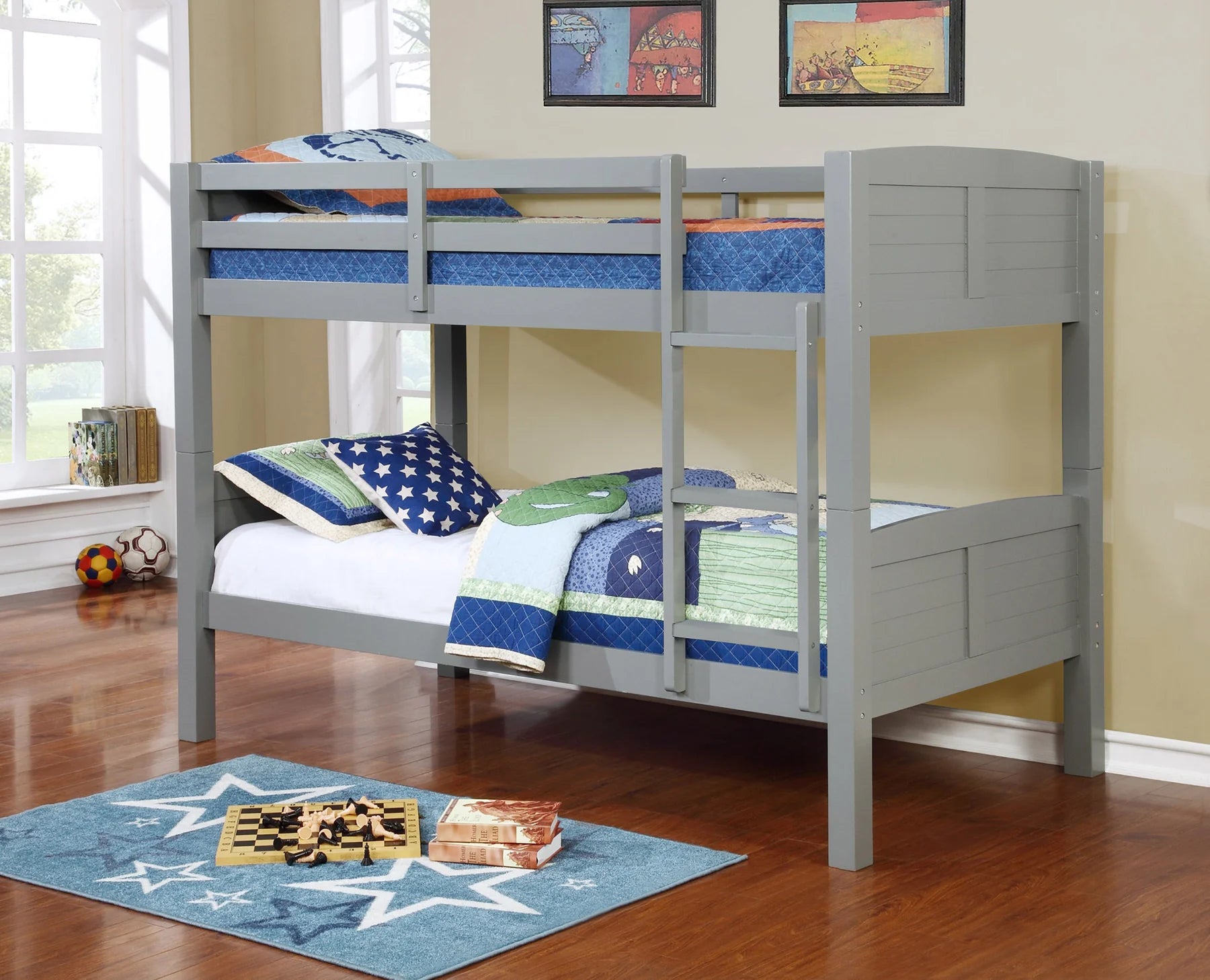 Twin/Twin Bunk Bed  -  8431-Grey