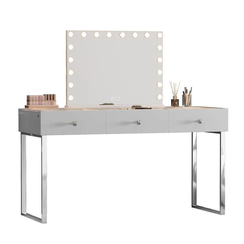 Billie Vanity Desk Pro - 3 Storage Drawers VNT-Billie-RGB-WHT