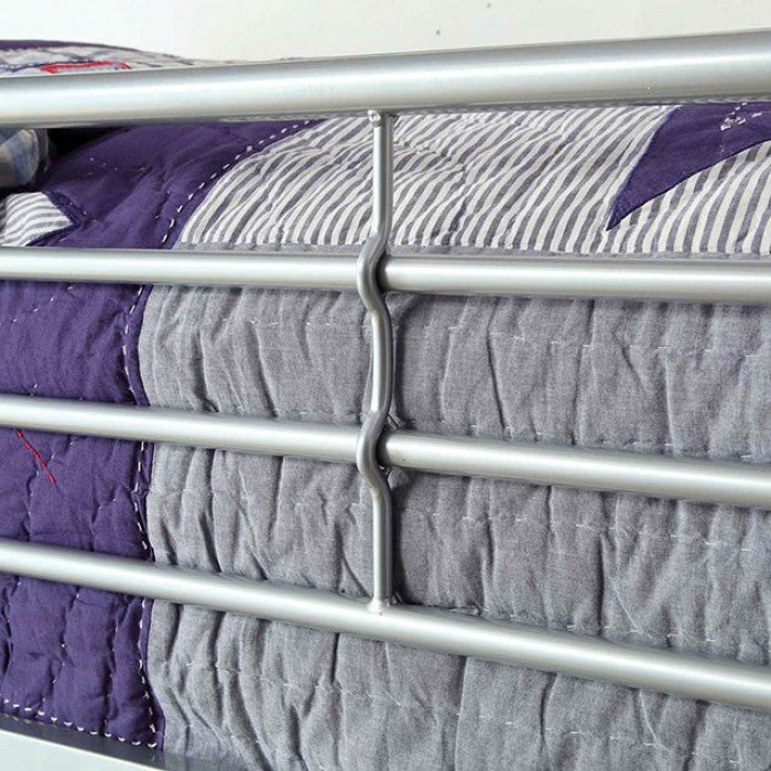 Twin/ Twin Bunk Bed Silver with Mattresses