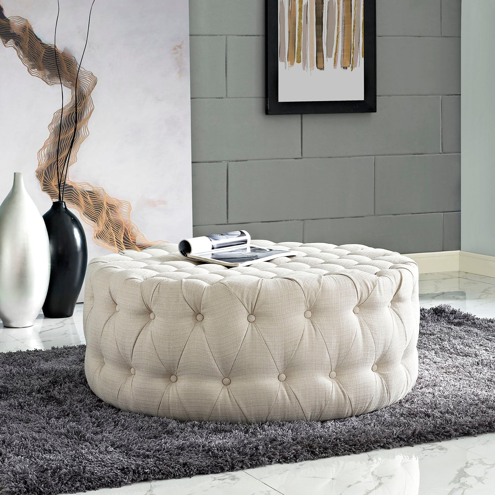Modway Amour Upholstered Fabric Ottoman