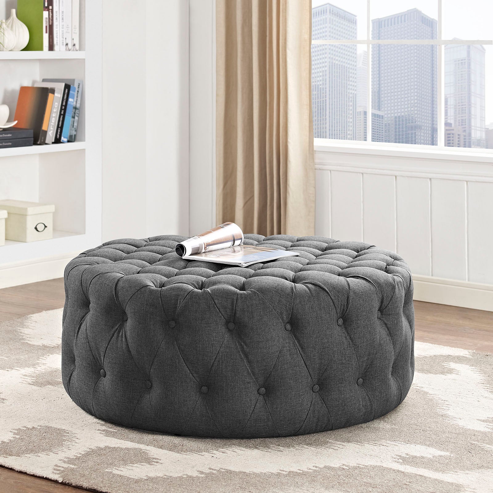 Modway Amour Upholstered Fabric Ottoman