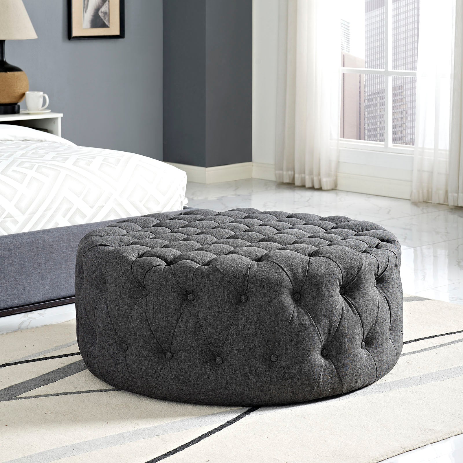 Modway Amour Upholstered Fabric Ottoman