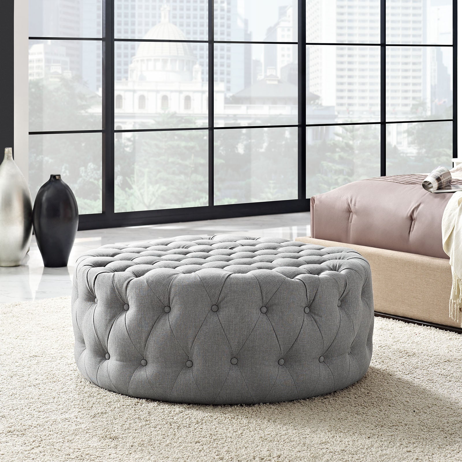 Modway Amour Upholstered Fabric Ottoman