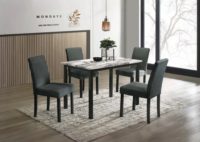 5-Piece Faux-Marble Dining Set - Charcoal