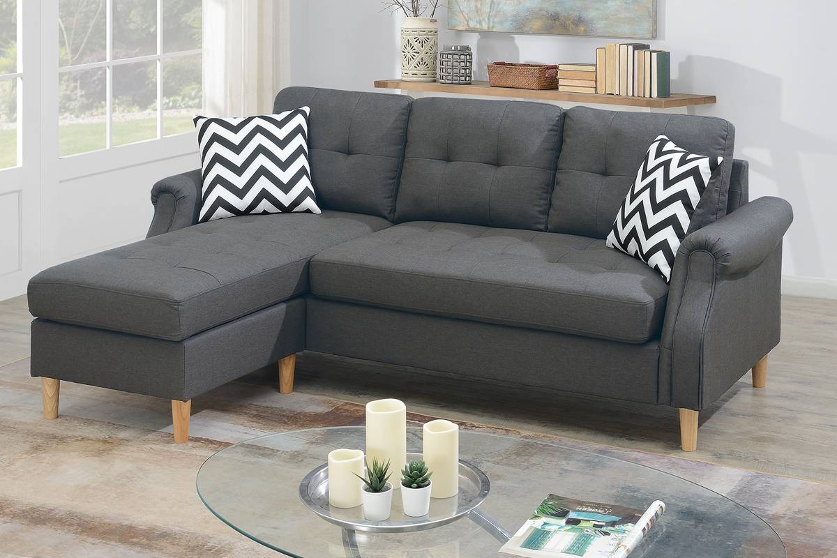 Reversible Sectional Set W/ 2 Accent Pillows - F6459/F6457