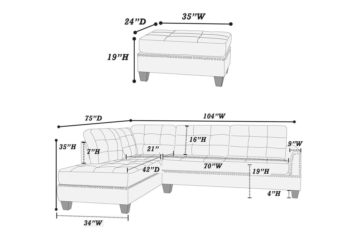 Reversible Sectional Set W/ Ottoman - F6505