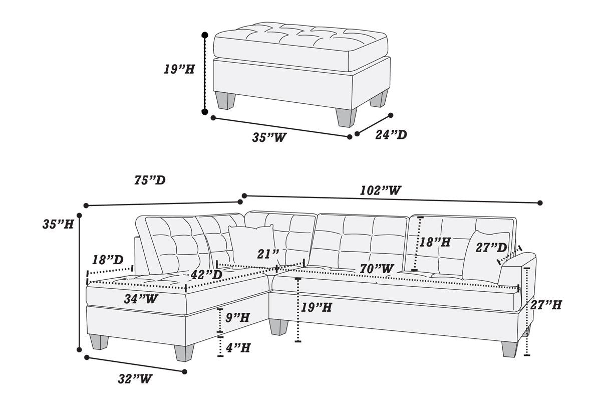Reversible Sectional Set W/ Ottoman F6855