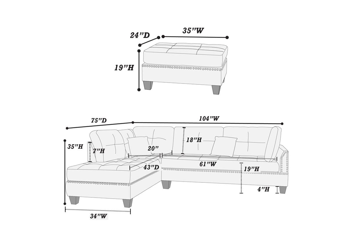 Reversible Sectional Set W/ Ottoman F6975