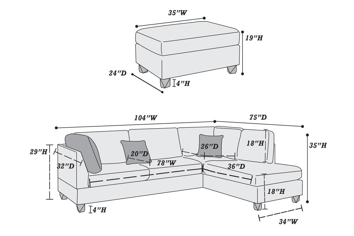 Reversible Sectional Set W/ Ottoman - F7606