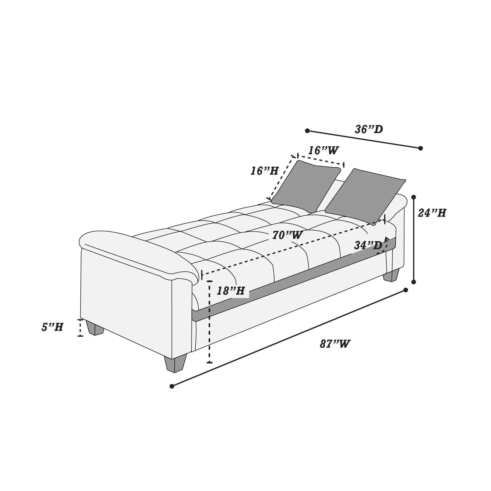 Convertible Sofa with 2 Accent Pillows || F7888 / F7889 / F8500