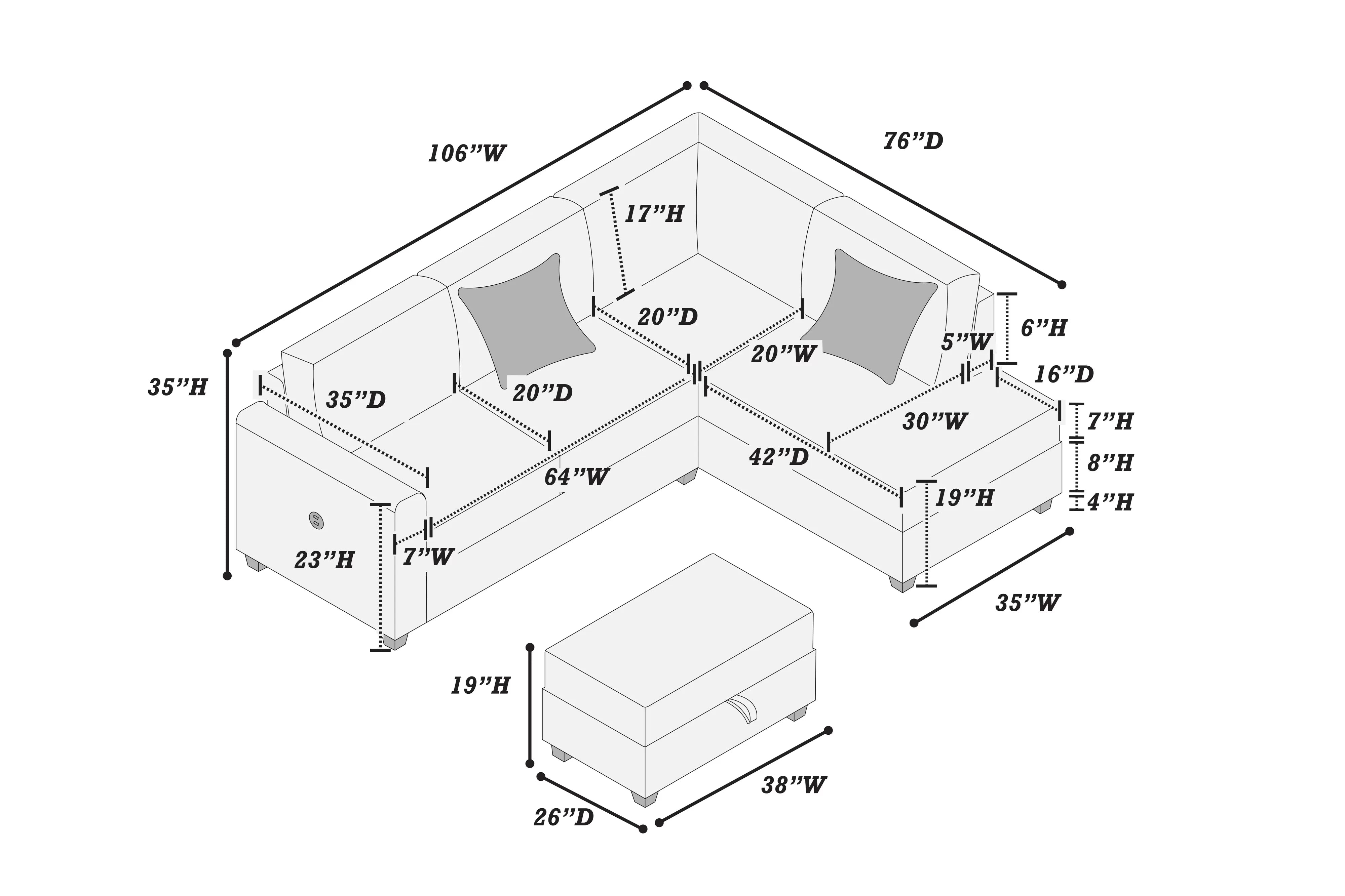 3-Piece Sectional Set || F8409 / F8410 / F8451 / F8452