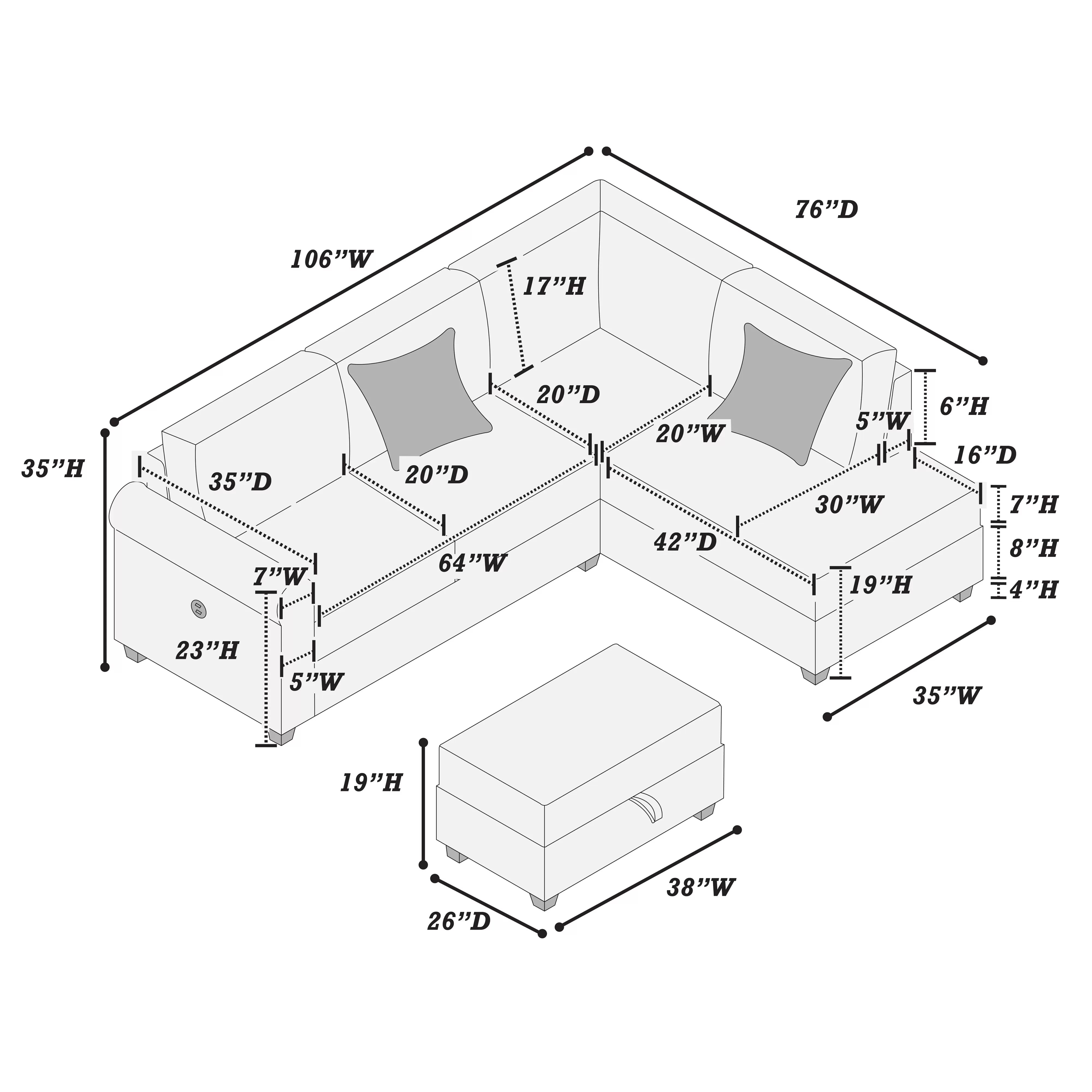 3-Piece Sectional Set ||  F8300 / F8301 / F8453 / F8454
