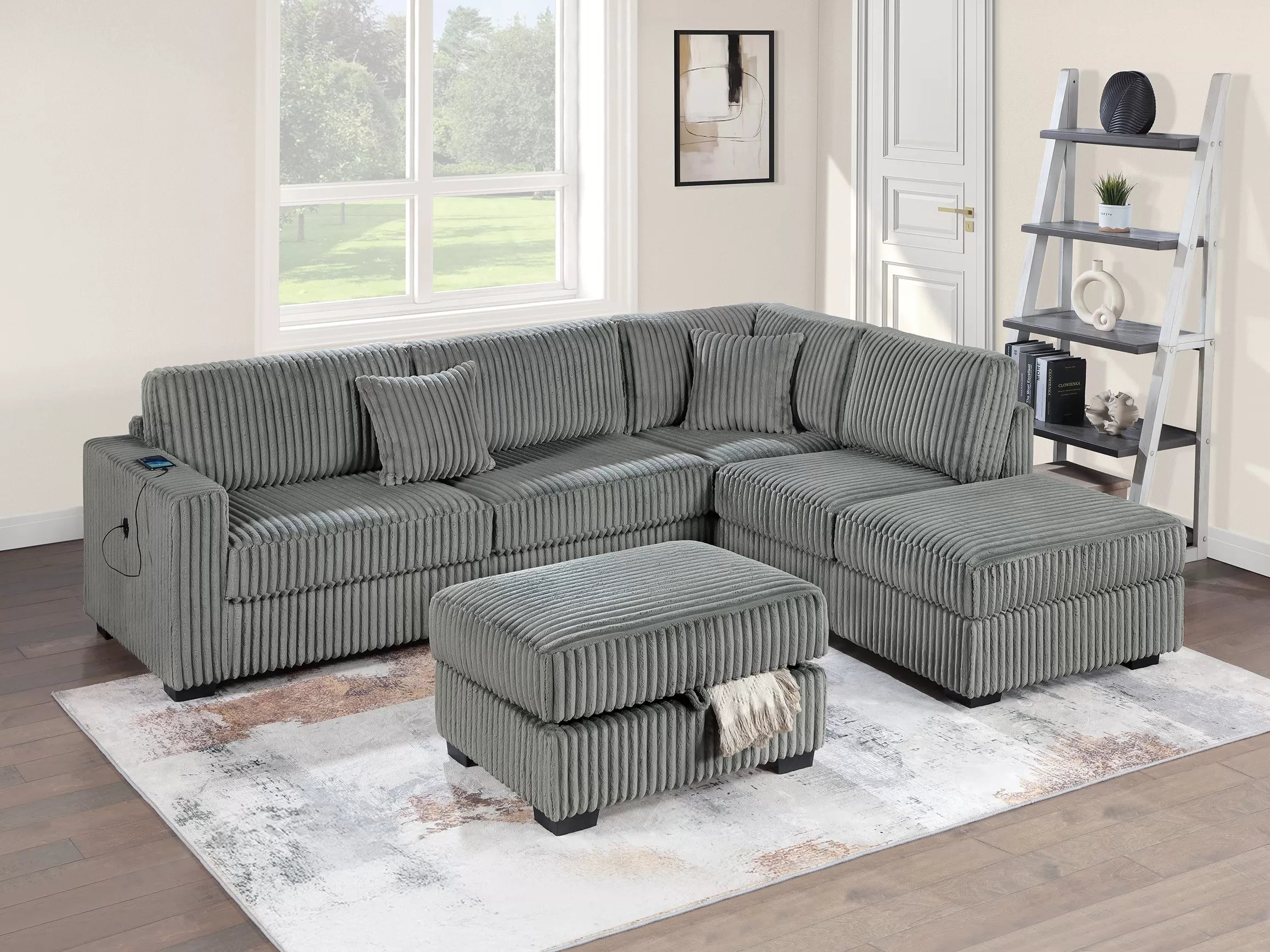 3-Piece Reversible Sectional Set W/ Ottoman || F8483 / F8484