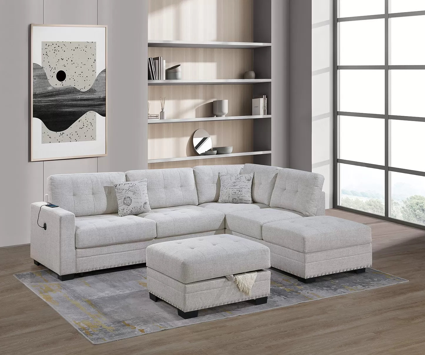 3-Piece Reversible Sectional Set W/ Ottoman ||  F8485 / F8486