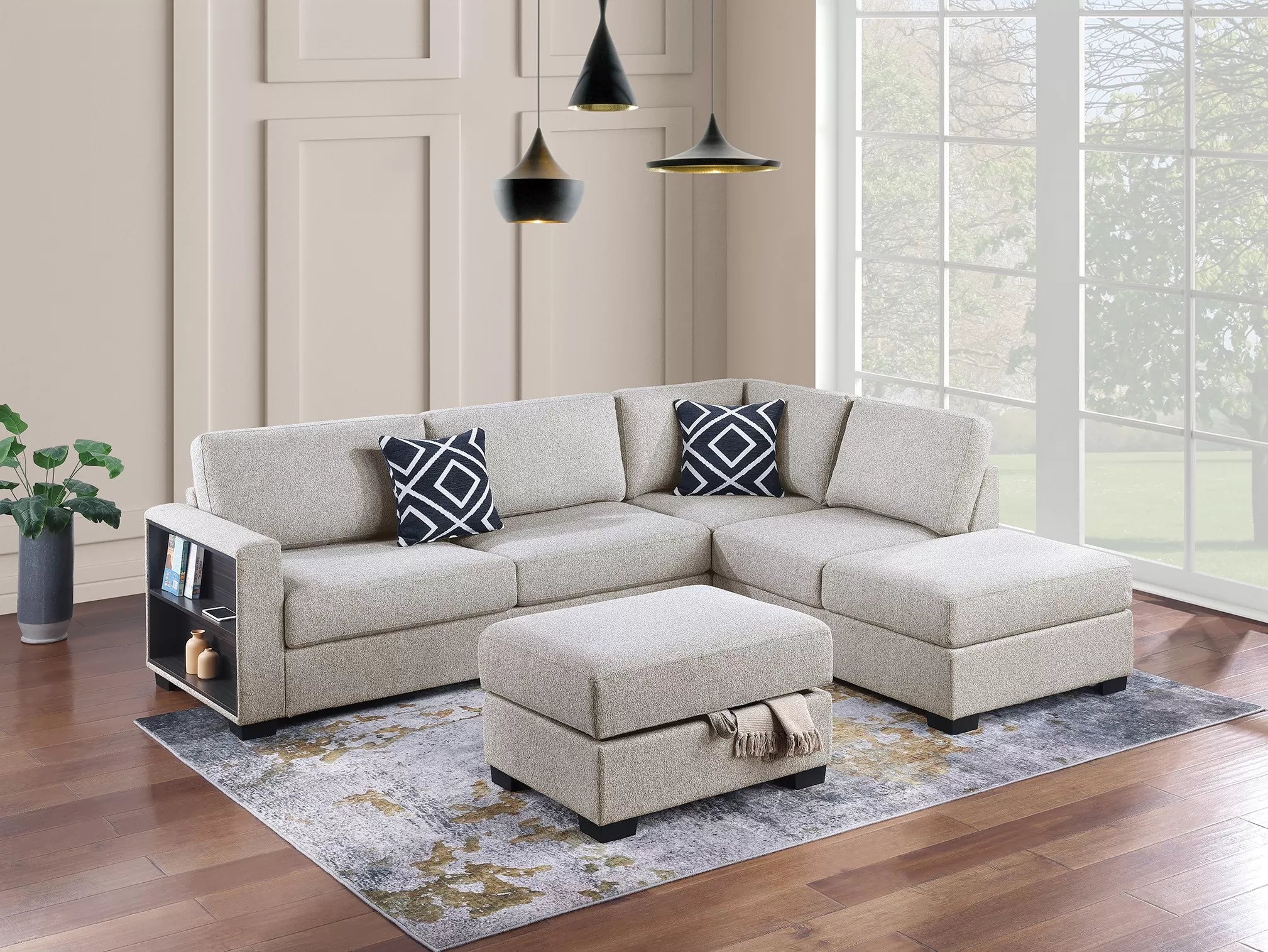 3-Piece Reversible Sectional Set W/ Ottoman || F8487 / F8488