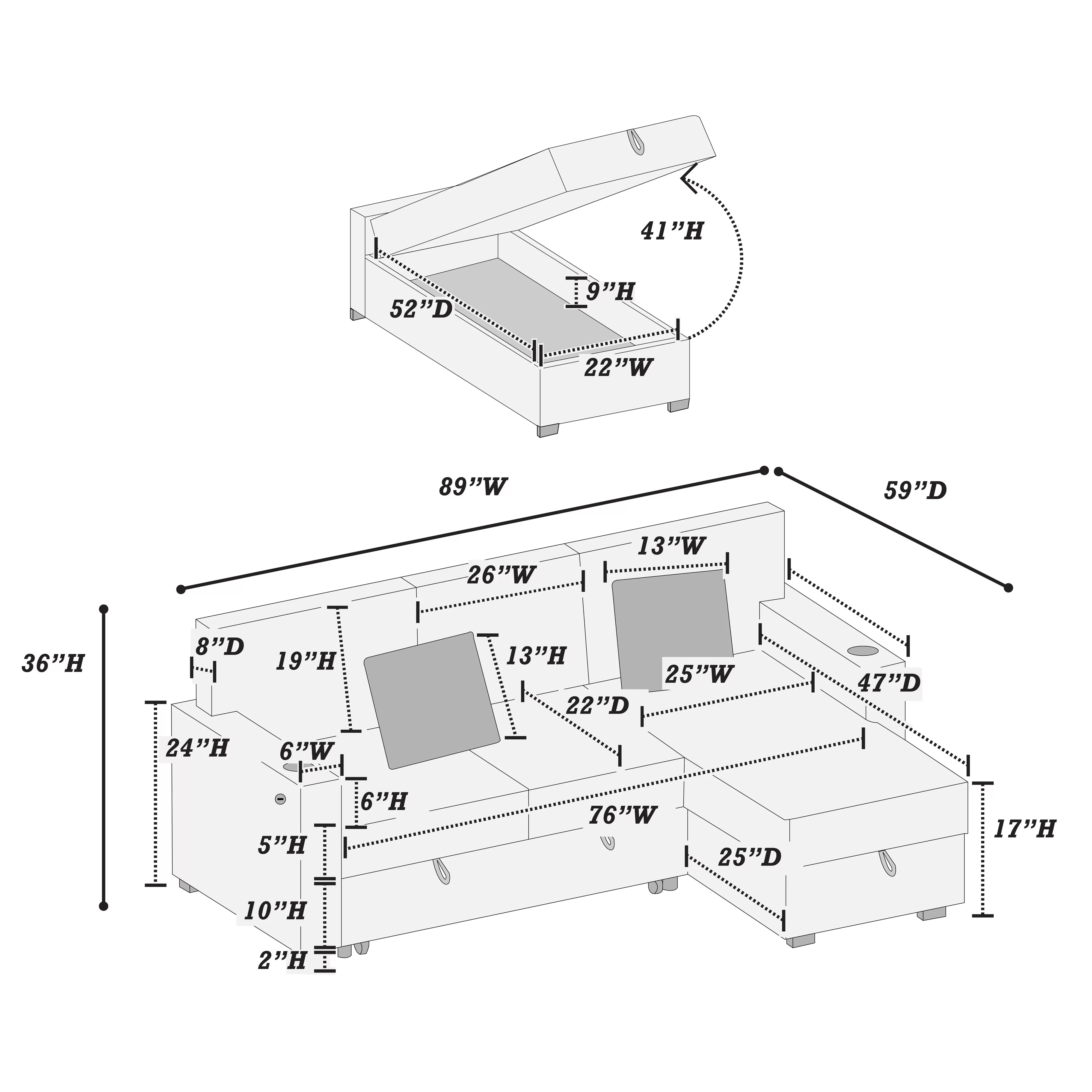 Convertible Sectional || F8543/ F8544