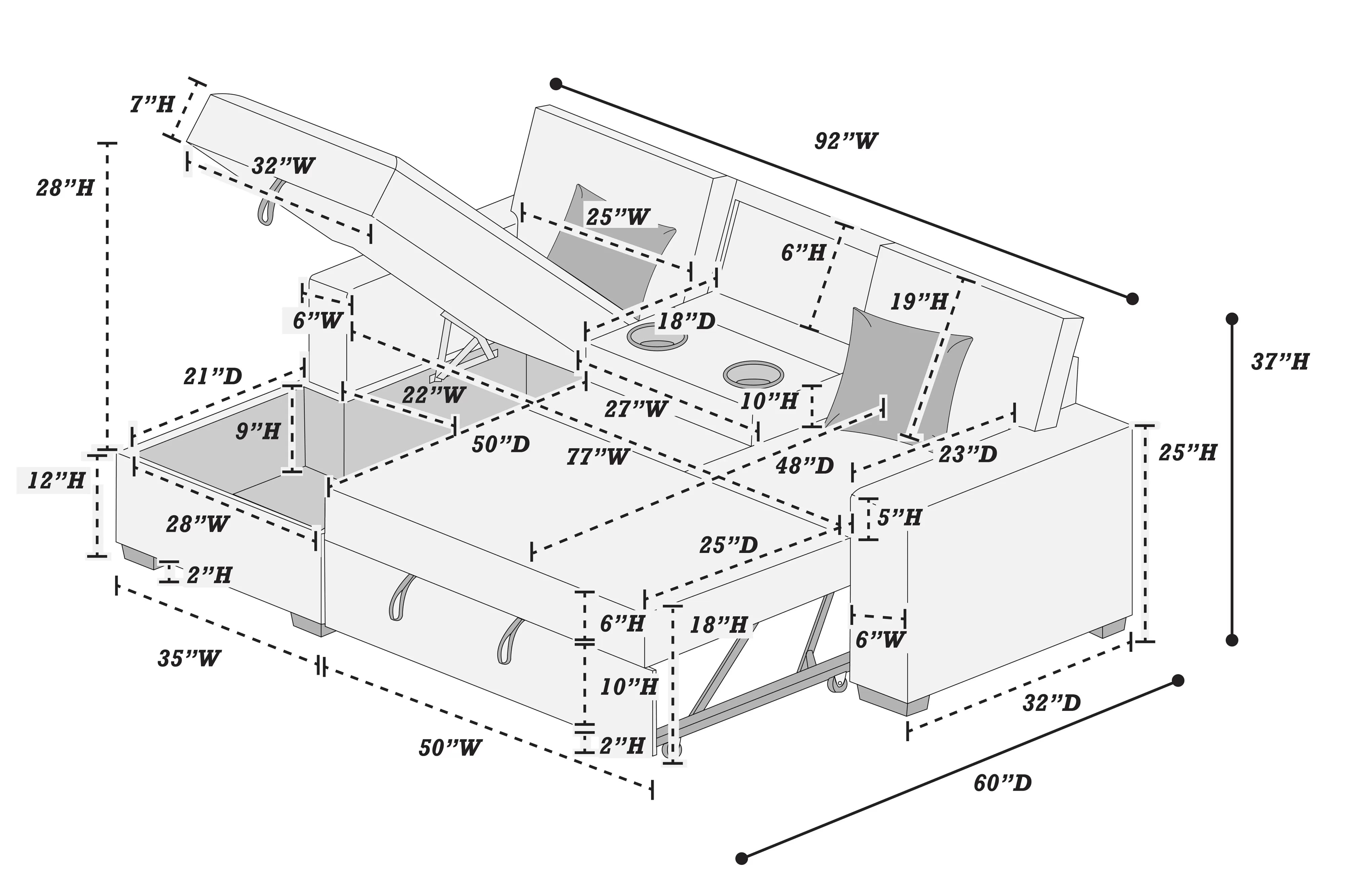 Convertible Sectional || F8551/ F8552