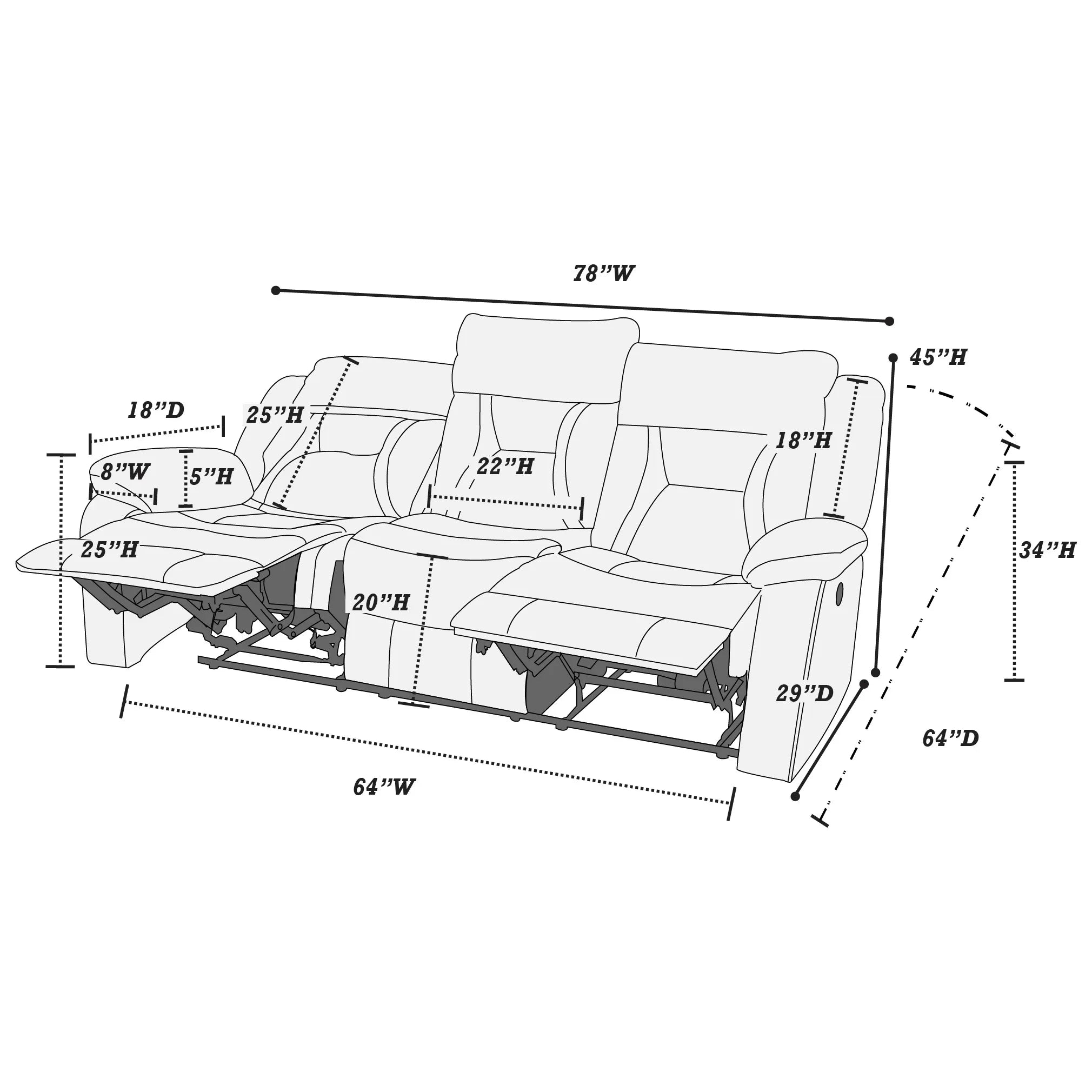Power Reclining Sofa ||  F86296 / F86299