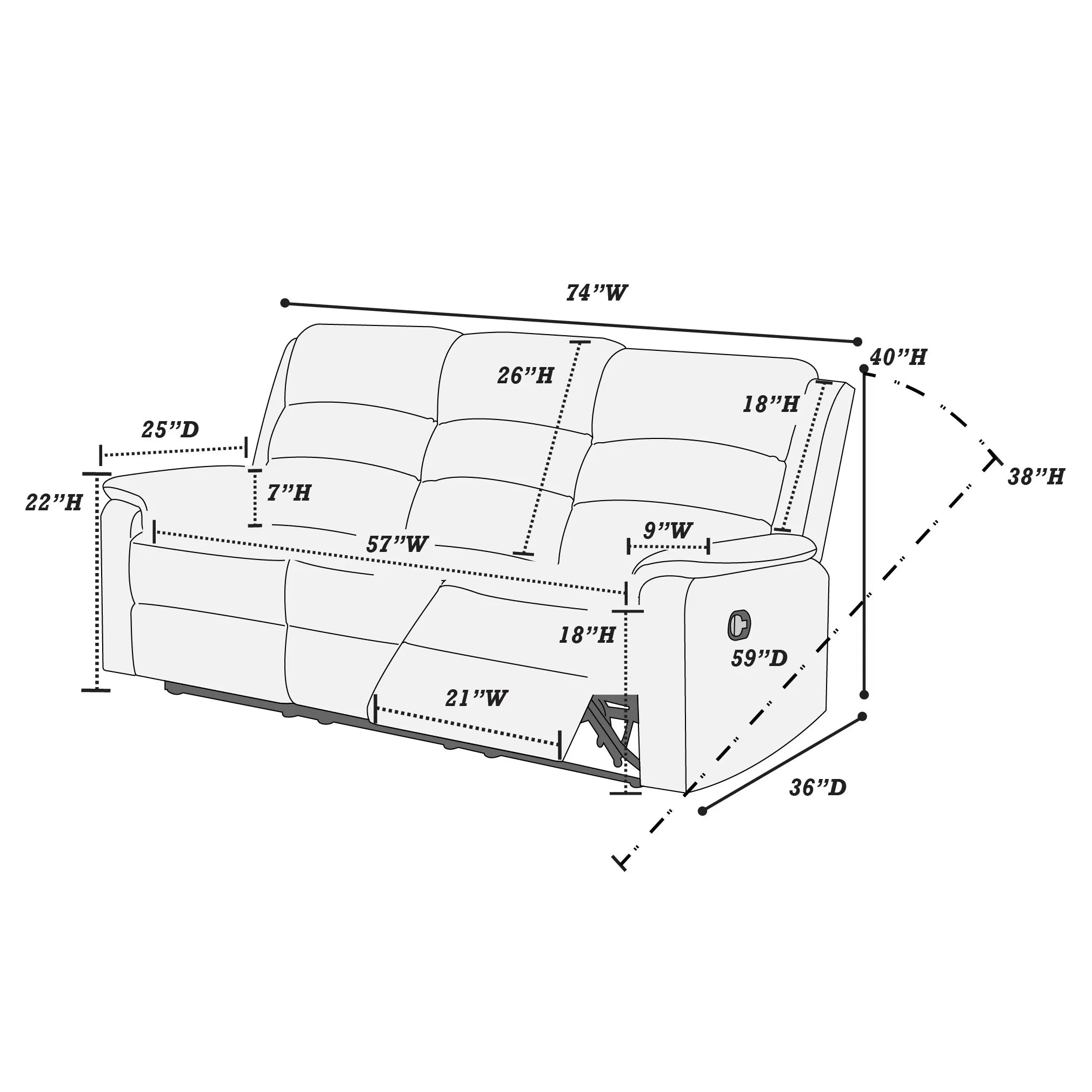 Manual Reclining Sofa ||  F8776 / F8149