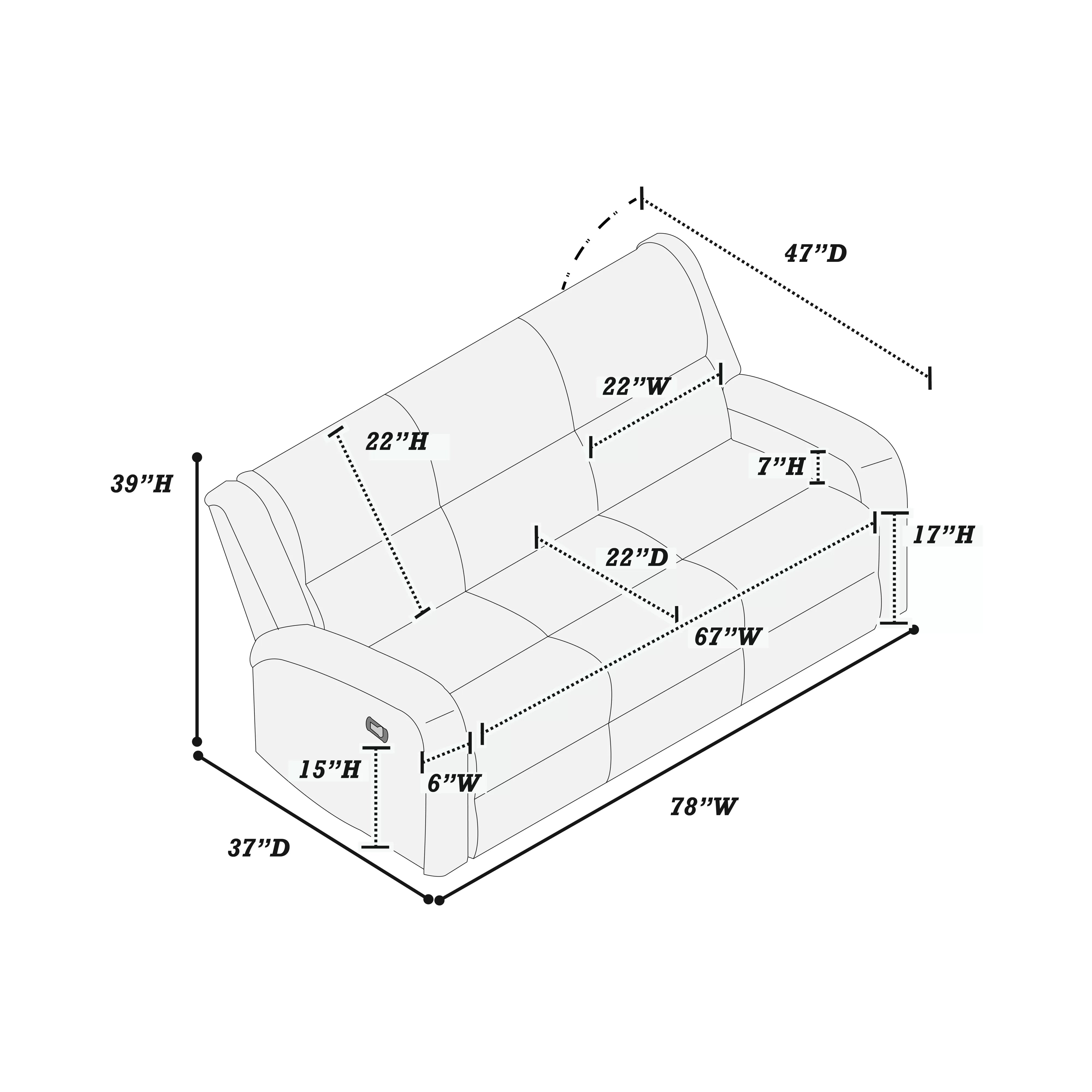 Manual Reclining Sofa ||  F8783/ F8786