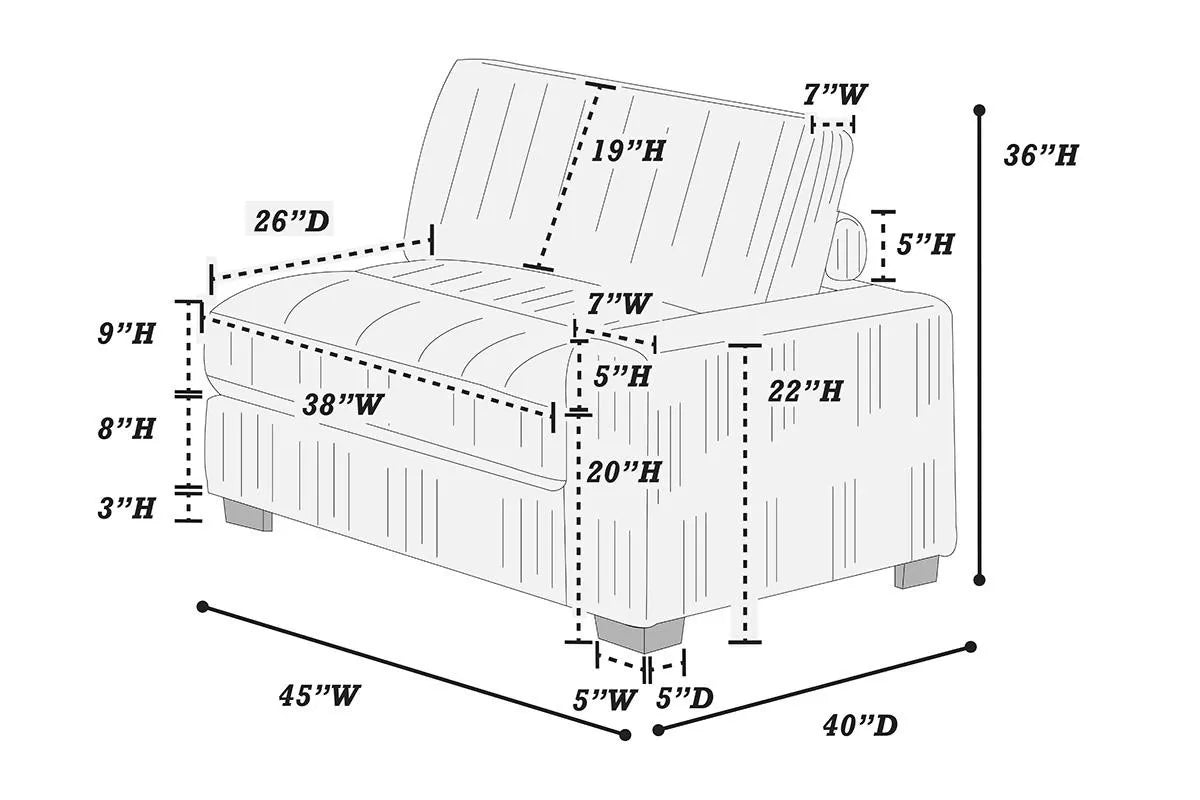 Right Arm Facing Chair ||  F8992  /  F8985 / F8362